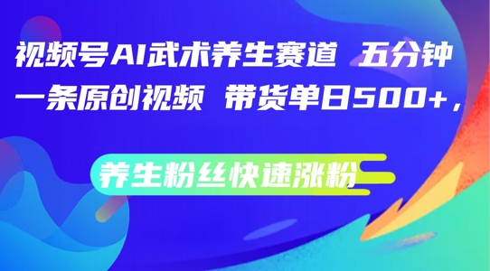 视频号AI武术养生赛道，五分钟一条原创视频，带货单日几张，养生粉丝快速涨粉【揭秘】-皮皮网创