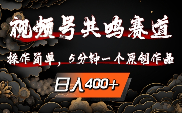 视频号共鸣赛道，操作简单，5分钟1个原创作品，日入几张【揭秘】-皮皮网创