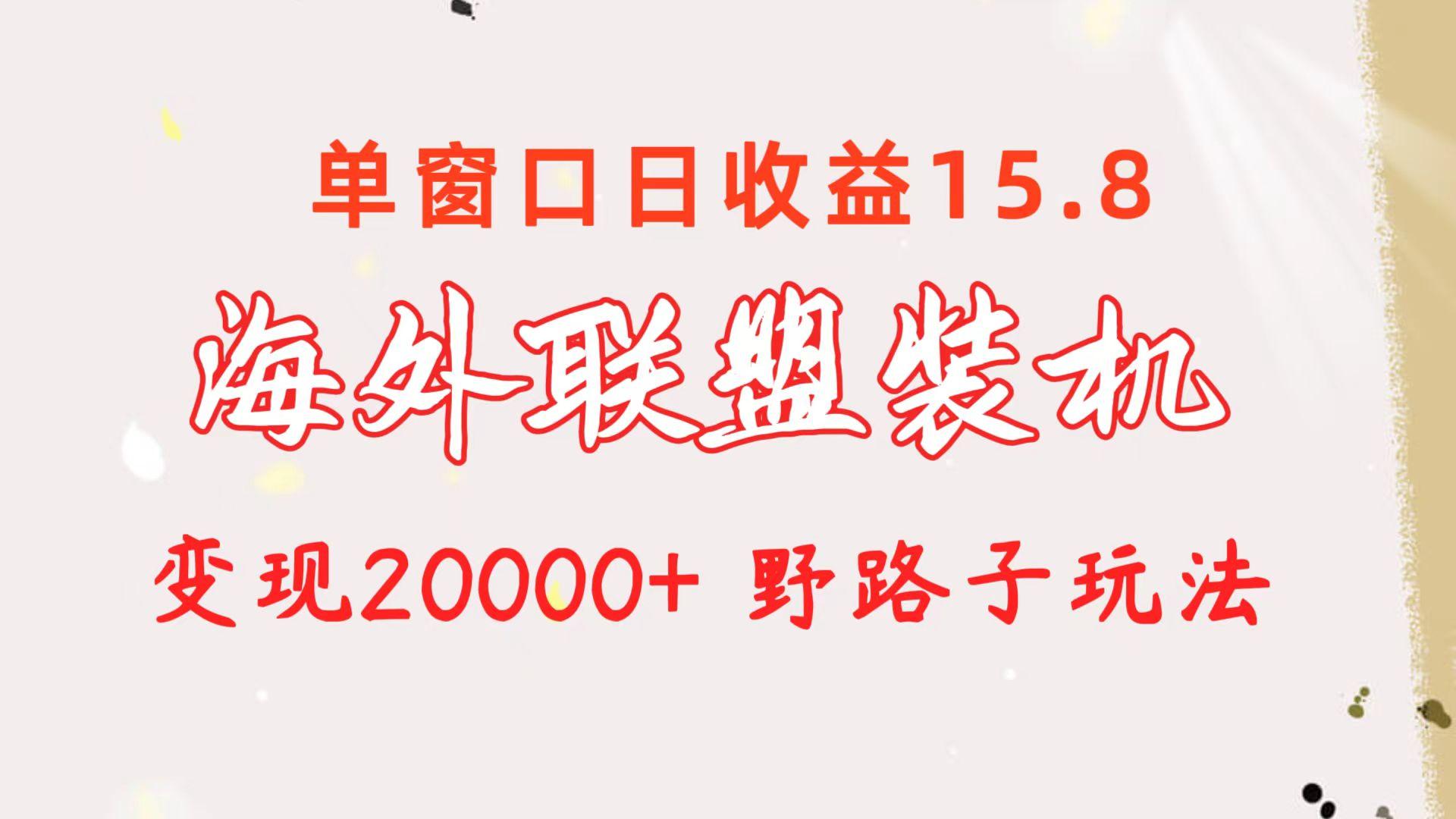 海外联盟装机 单窗口日收益15.8  变现20000+ 野路子玩法-皮皮网创