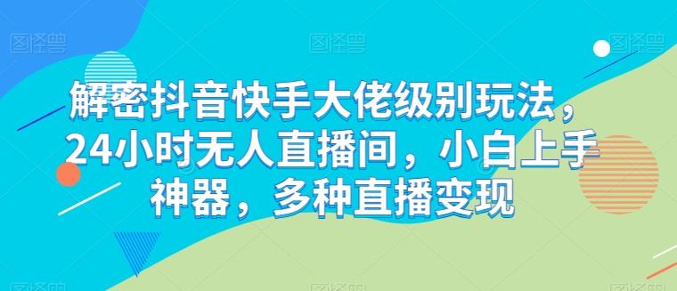 解密抖音快手大佬级别玩法，24小时无人直播间，小白上手神器，多种直播变现【揭秘】-皮皮网创
