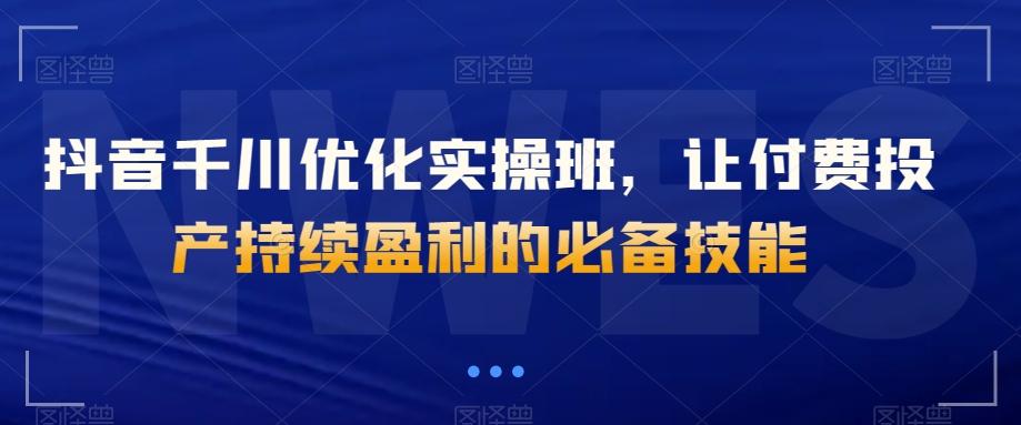 抖音千川优化实操班，让付费投产持续盈利的必备技能-皮皮网创