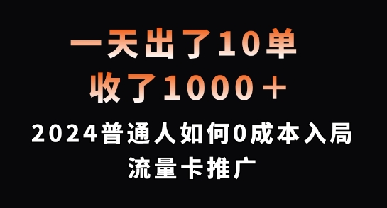 一天出了10单，收了1000+，2024普通人如何0成本入局流量卡推广【揭秘】-皮皮网创