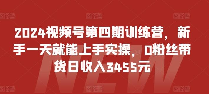 2024视频号第四期训练营，新手一天就能上手实操，0粉丝带货日收入3455元-皮皮网创