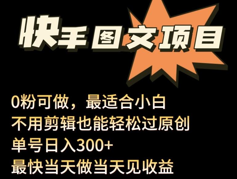 24年最新快手图文带货项目，零粉可做，不用剪辑轻松过原创单号轻松日入300+【揭秘】-皮皮网创