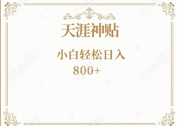 神级项目！天涯神贴再现江湖！小白轻松入手，三个月变现10w+-皮皮网创