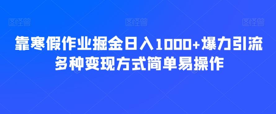 靠寒假作业掘金日入1000+爆力引流多种变现方式简单易操作-皮皮网创