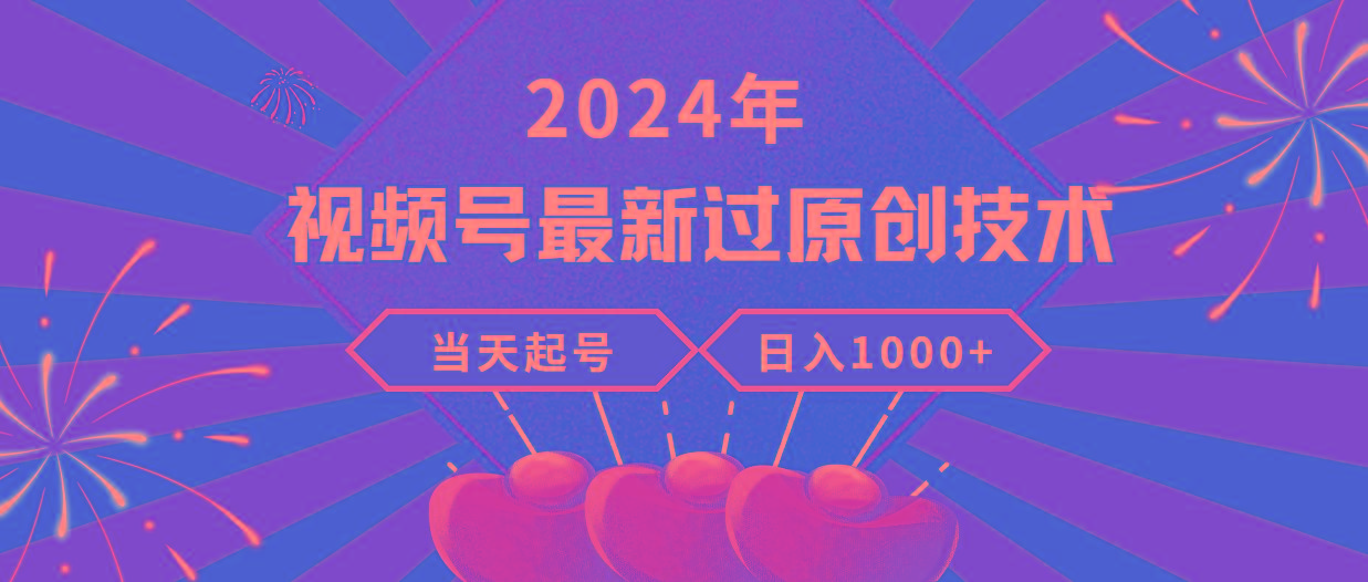 (9565期)2024年视频号最新过原创技术，当天起号，收入稳定，日入1000+-皮皮网创