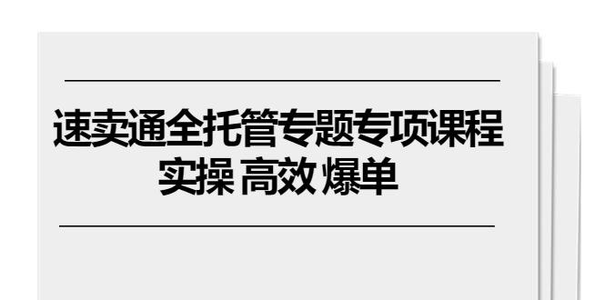 速卖通 全托管专题专项课程，实操 高效 爆单(11节课-皮皮网创
