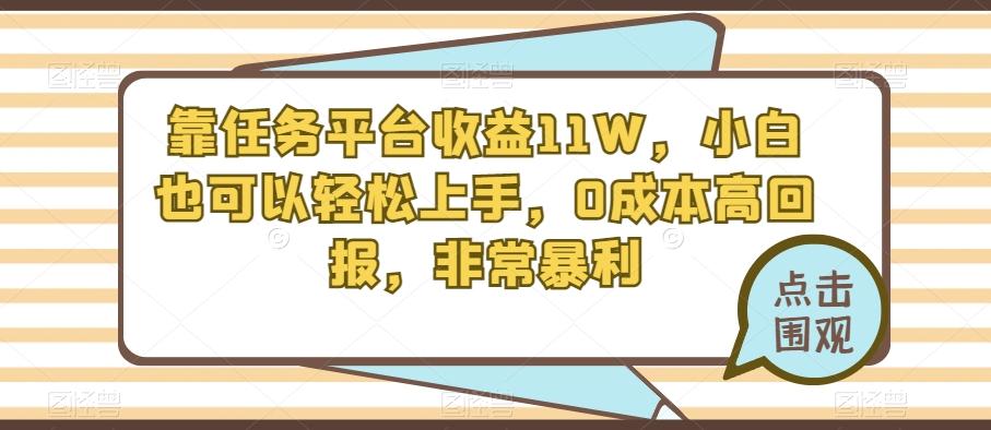 靠任务平台收益11W，小白也可以轻松上手，0成本高回报，非常暴利-皮皮网创