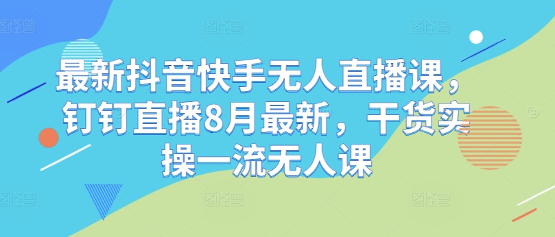 最新抖音快手无人直播课，钉钉直播8月最新，干货实操一流无人课-皮皮网创