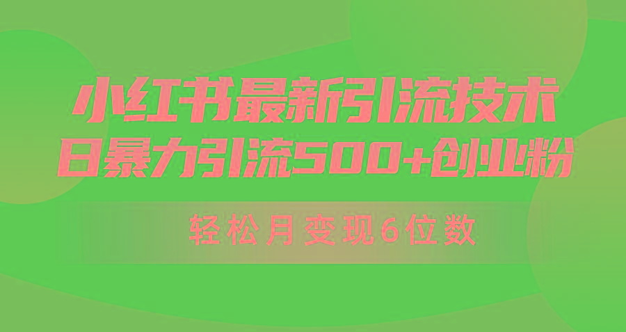 (9871期)日引500+月变现六位数24年最新小红书暴力引流兼职粉教程-皮皮网创