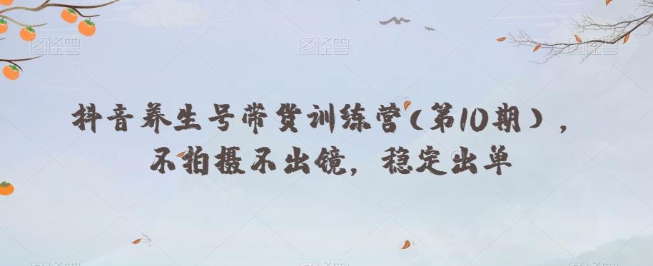 抖音养生号带货训练营(第10期），不拍摄不出镜，稳定出单-皮皮网创