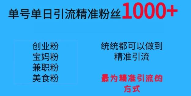 单号单日引流精准粉丝1000+，最为精准引流的方式-皮皮网创