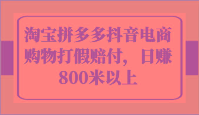 淘宝拼多多抖音电商购物打假赔付，日赚800米以上-皮皮网创