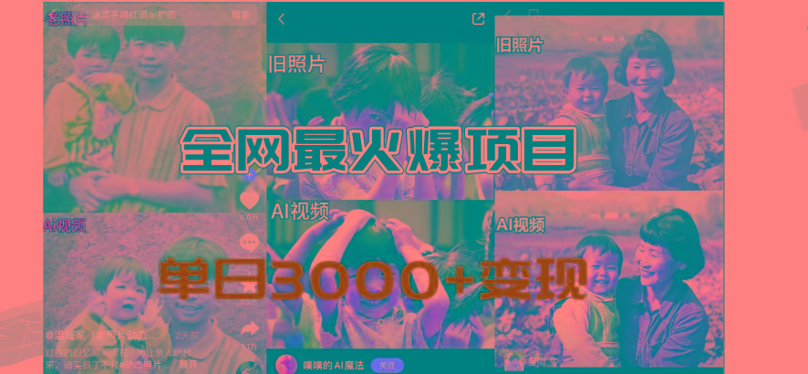 全网爆火的AI让老照片动起来教程，蹭热点日赚3000+，内含免费工具一键…-皮皮网创