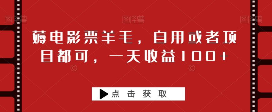薅电影票羊毛，自用或者项目都可，一天收益100+-皮皮网创
