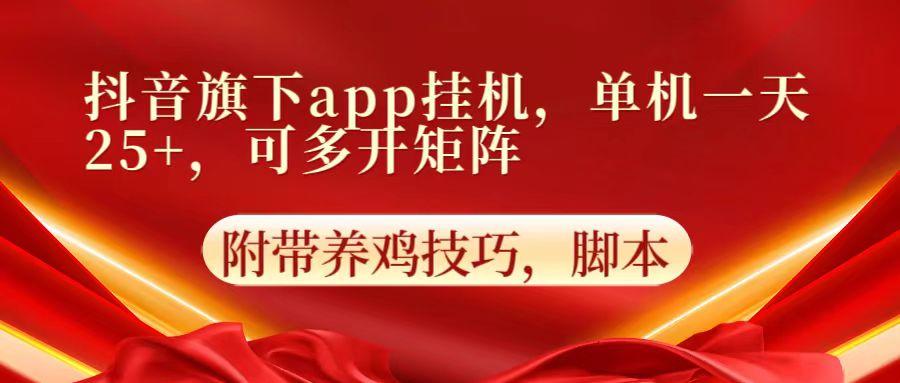 抖音旗下app自动挂机，单机一天收益25+，可多开矩阵-皮皮网创