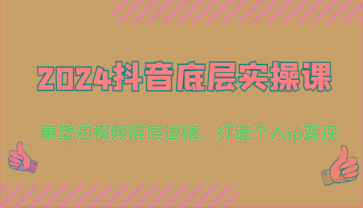 2024抖音底层实操课：重塑短视频底层逻辑，打造个人ip变现(52节)-皮皮网创