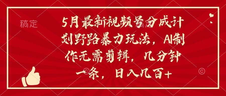 5月最新视频号分成计划野路暴力玩法，ai制作，无需剪辑。几分钟一条，…-皮皮网创