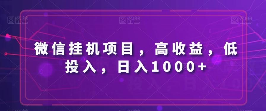 微信挂机项目，高收益，低投入，日入1000+-皮皮网创