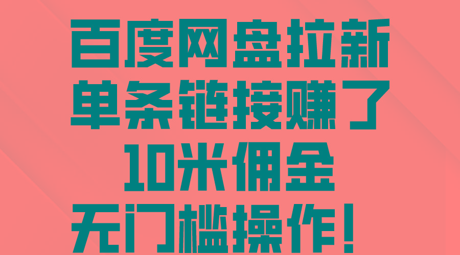百度网盘拉新，单条链接赚了10米佣金，无门槛操作！-皮皮网创