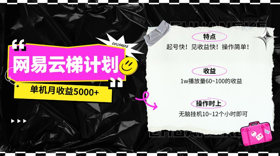 (10063期)最新网易云梯计划网页版，单机月收益5000+！可放大操作-皮皮网创
