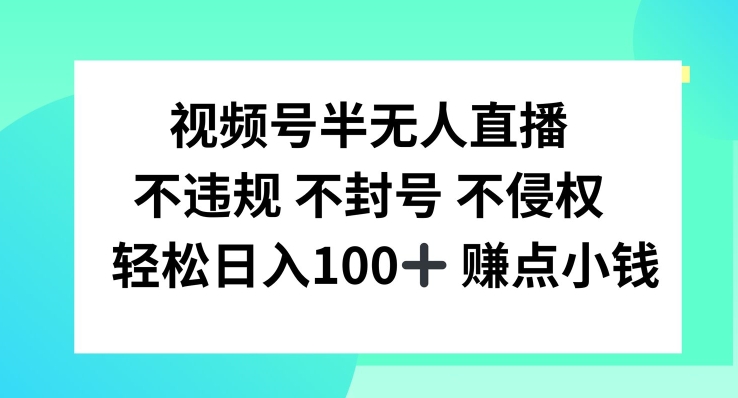 视频号半无人直播，不违规不封号，轻松日入100+【揭秘】-皮皮网创