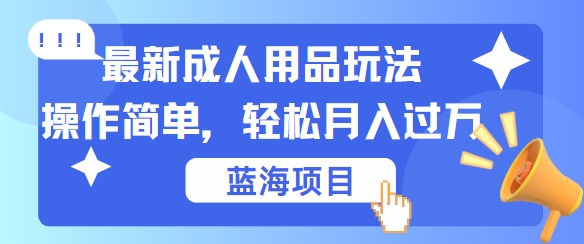 最新成人用品项目玩法，操作简单，动动手，轻松日入几张【揭秘】-皮皮网创