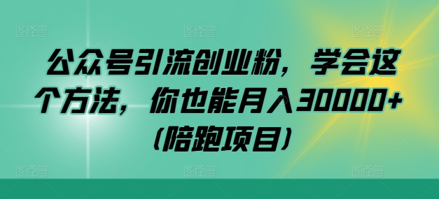 公众号引流创业粉，学会这个方法，你也能月入30000+ (陪跑项目)-皮皮网创