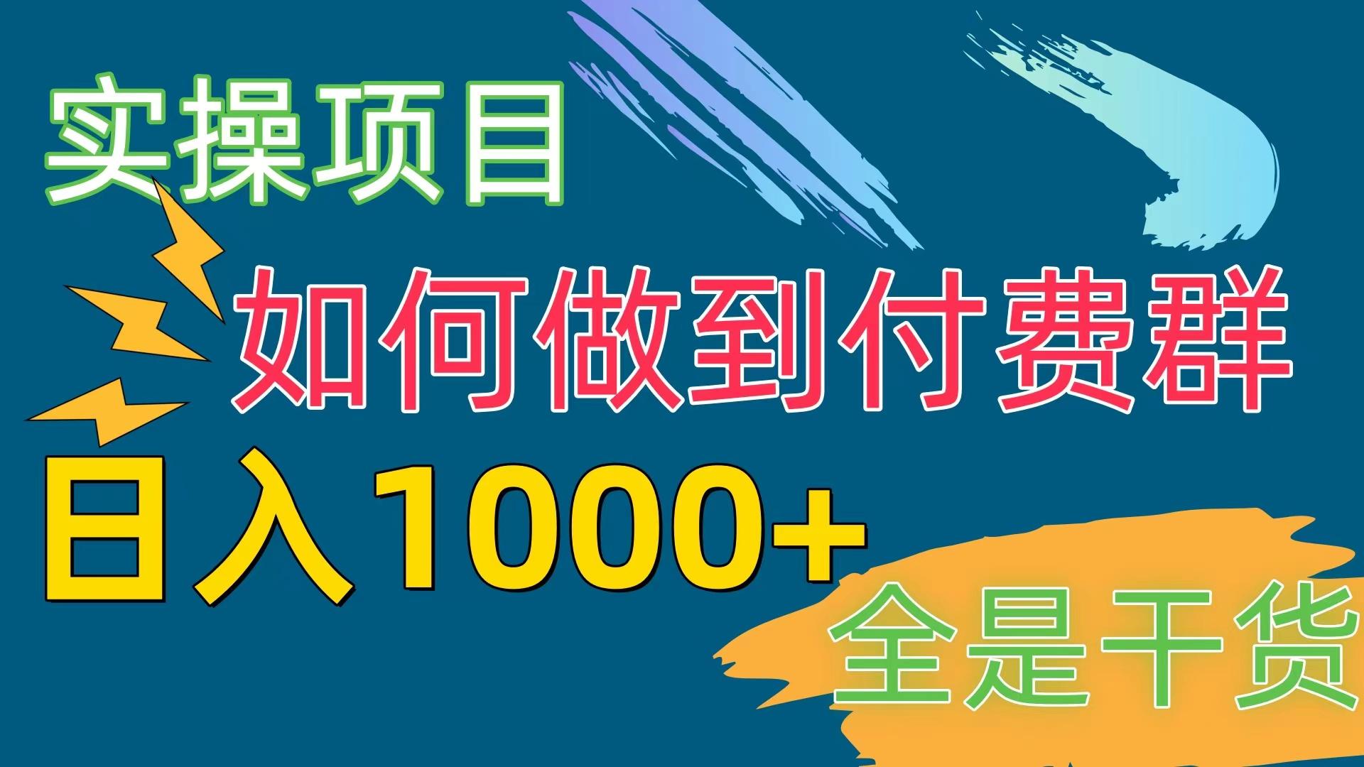 [实操项目]付费群赛道，日入1000+-皮皮网创