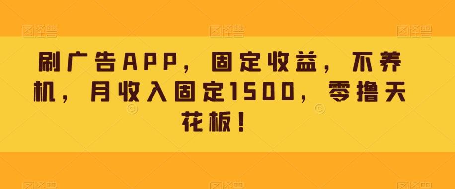 刷广告APP，固定收益，不养机，月收入固定1500，零撸天花板！-皮皮网创