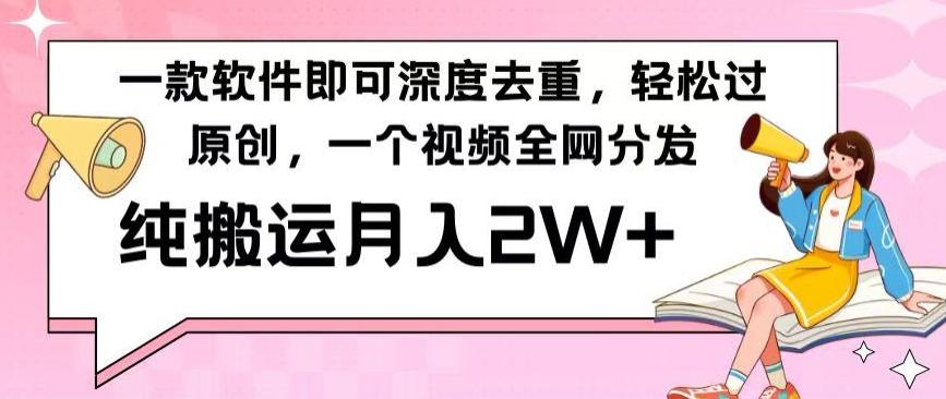 一款软件深度去重，轻松过原创，一个视频全网分发，纯搬运月入2W+-皮皮网创