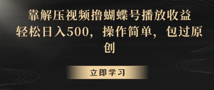 靠解压视频撸蝴蝶号播放收益，轻松日入500，操作简单，包过原创【揭秘】-皮皮网创