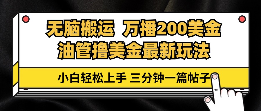 油管无脑搬运撸美金玩法教学，万播200刀，三分钟一篇帖子，小白轻松上手-皮皮网创