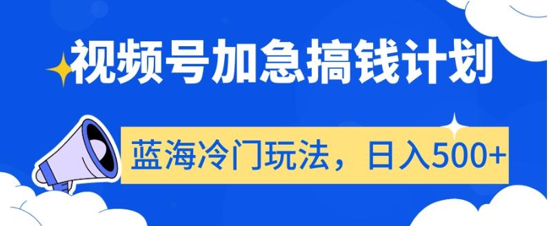 视频号加急搞钱计划，蓝海冷门玩法，日入500+【揭秘】-皮皮网创