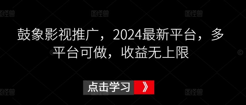 鼓象影视推广，2024最新平台，多平台可做，收益无上限【揭秘】-皮皮网创