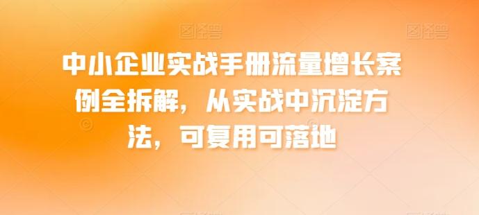 中小企业实战手册流量增长案例全拆解，从实战中沉淀方法，可复用可落地-皮皮网创