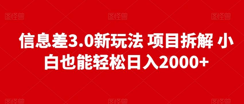 信息差3.0新玩法项目拆解小白也能轻松日入2000+-皮皮网创