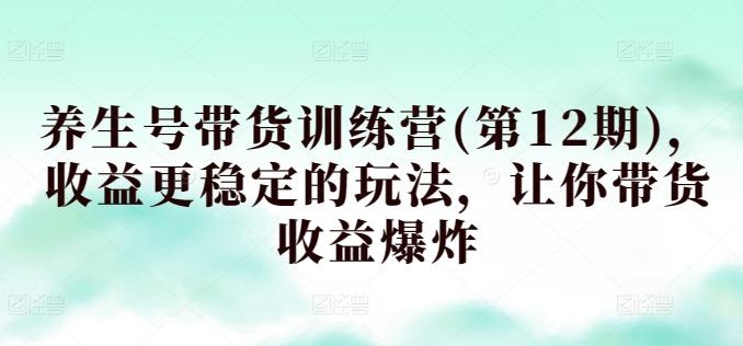 养生号带货训练营(第12期)，收益更稳定的玩法，让你带货收益爆炸-皮皮网创