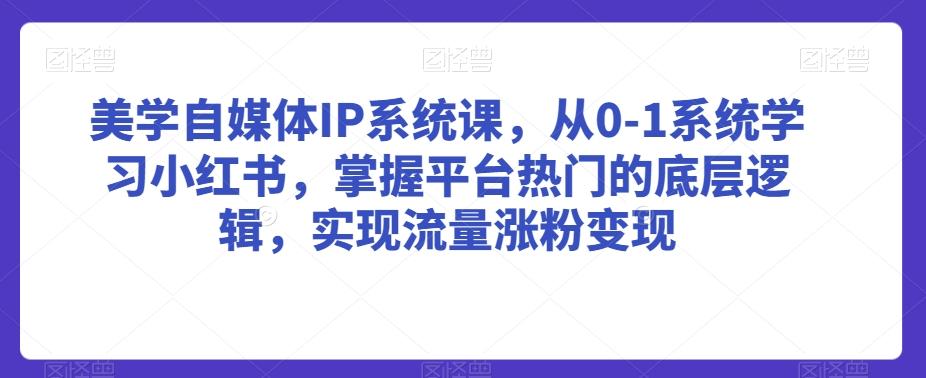 美学自媒体IP系统课，从0-1系统学习小红书，掌握平台热门的底层逻辑，实现流量涨粉变现-皮皮网创