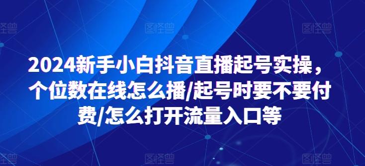 2024新手小白抖音直播起号实操，个位数在线怎么播/起号时要不要付费/怎么打开流量入口等-皮皮网创