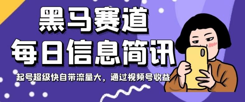 黑马赛道每日信息简讯，起号超级快自带流量大，通过视频号收益【揭秘】-皮皮网创