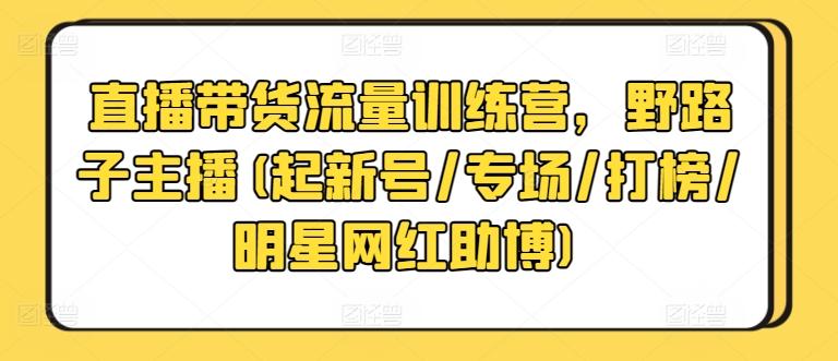 直播带货流量训练营，野路子主播(起新号/专场/打榜/明星网红助博)-皮皮网创