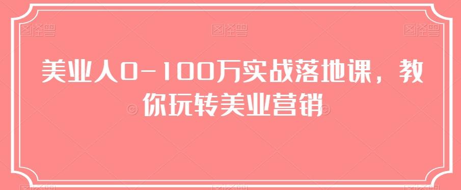 美业人0-100万实战落地课，教你玩转美业营销-皮皮网创