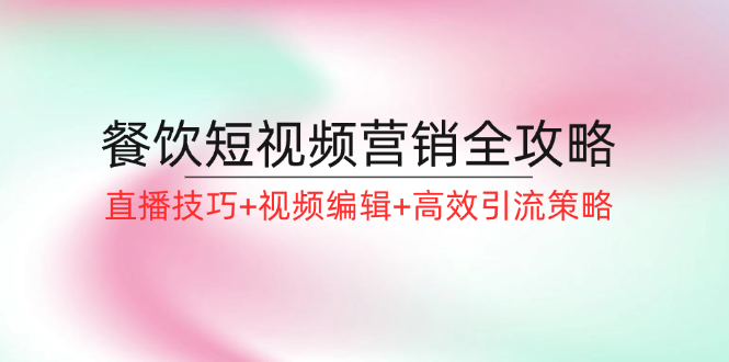 餐饮短视频营销全攻略：直播技巧+视频编辑+高效引流策略-皮皮网创