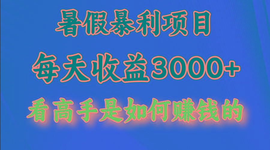 暑假暴利项目，每天收益3000+ 努努力能达到5000+，暑假大流量来了-皮皮网创