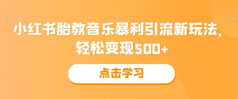 小红书胎教音乐暴利引流新玩法，轻松变现500+-皮皮网创