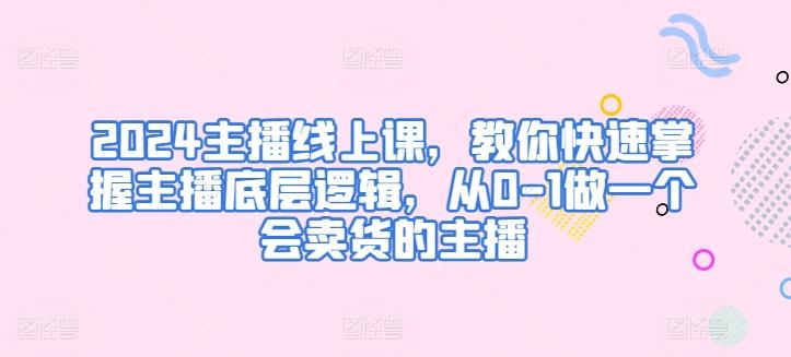 2024主播线上课，教你快速掌握主播底层逻辑，从0-1做一个会卖货的主播-皮皮网创