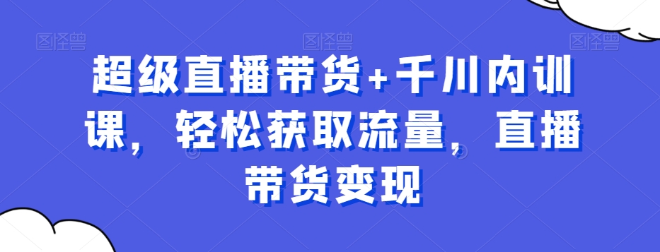 超级直播带货+千川内训课，轻松获取流量，直播带货变现-皮皮网创