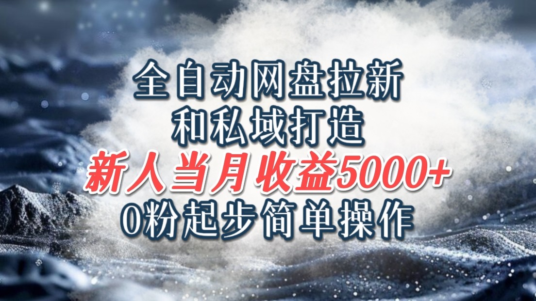 全自动网盘拉新和私域打造，0粉起步简单操作，新人入门当月收益5000以上-皮皮网创